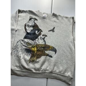 Vintage Nature Sweatshirt Men’s M Gray Eagle America Wildlife Outdoors 90s